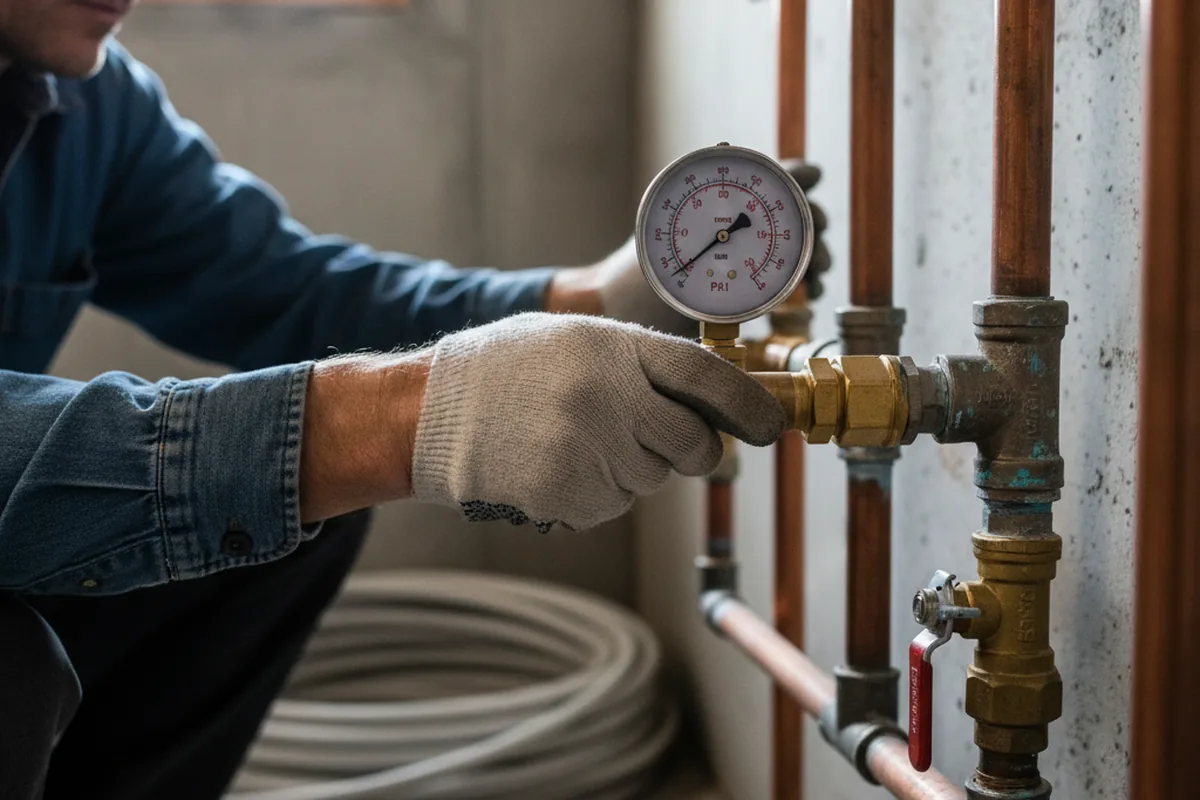 Pressure testing a repaired line during Water Line Repair in Wheelwright